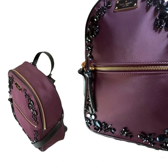 ♠️ Kate Spade Wilson Road Embellished Small Bradley Backpack Plum Purple ♠️ - Picture 4 of 10